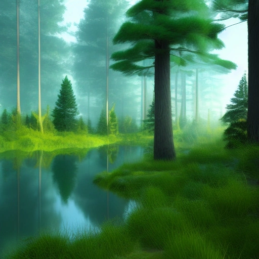 00424-908862846-pine forest with river infront, 4k, volumetric light, ambient occlusion, highpoly, digital painting by studio ghibli.webp